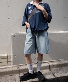 WEGO 【新色追加】ヴィンテージウォッシュデニムハーフパンツ