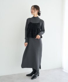 YECCA VECCA 【2点SET】バルーンキャミ付きニットワンピース