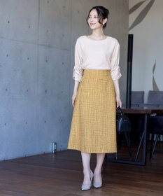 Tiaclasse 【洗える】大人華やかなツイードフレアスカート