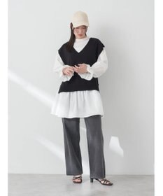 earth music&ecology ＳＥＴ２点Ｖネックベスト＋スタンドカラーチュニック