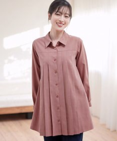 Tiaclasse L ピーチスキンプリーツシャツチュニック