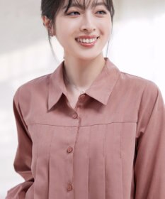 Tiaclasse L 【洗える】ピーチスキンプリーツシャツチュニック