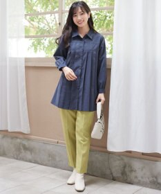 Tiaclasse L ピーチスキンプリーツシャツチュニック