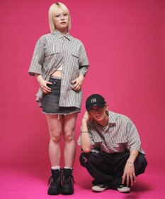 WEGO 【ユニセックス着用ITEM】ミニマムチェックロゴシャツ（SS）