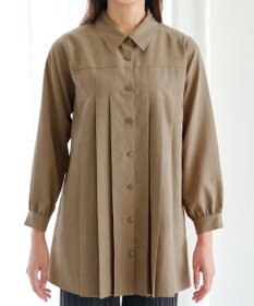 Tiaclasse L ピーチスキンプリーツシャツチュニック