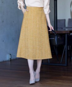 Tiaclasse 【洗える】大人華やかなツイードフレアスカート