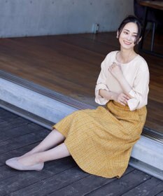 Tiaclasse 【洗える】大人華やかなツイードフレアスカート