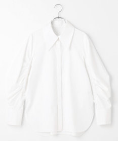 #Newans 【アイロンいらず】尖り襟ギャザースリーブブラウス