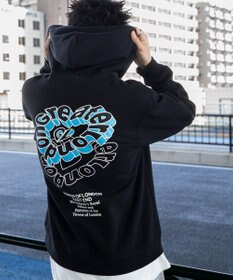 WEGO 【ユニセックス着用ITEM/裏起毛/SMLサイズ展開】リラックスフィットバックロゴジップパーカー