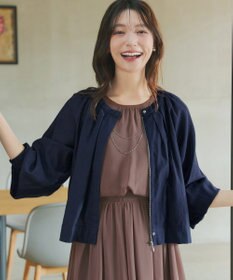 Tiaclasse L 麻調襟ギャザーシアーブルゾン