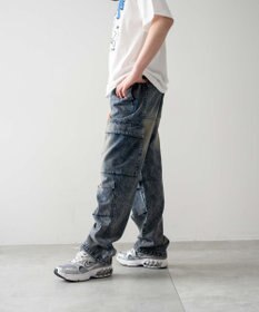 WEGO 【KIDS/150cm/160cm/ウエストゴム】デニムイージーカーゴパンツ（JUNIOR）