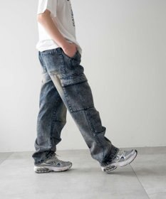 WEGO 【KIDS/150cm/160cm/ウエストゴム】デニムイージーカーゴパンツ（JUNIOR）