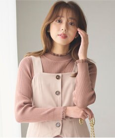 Feroux シアーフリル・ハイネックリブプルオーバー