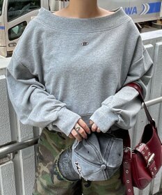 WEGO ワンポイントオフショルスウェット