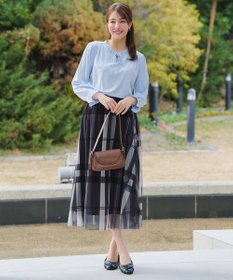 Tiaclasse L チュールレースチェックスカート