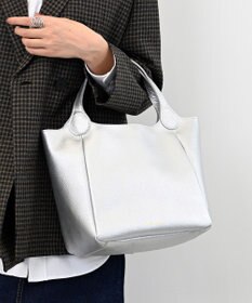 Hekhèr Le Style de Vie 新素材・新色【日本製/セレモニーにも】シュリンクレザー ハンドバッグ medium シルバ－