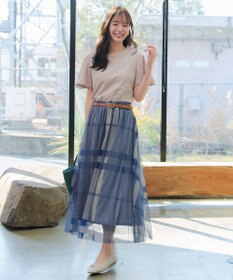 Tiaclasse L チュールレースチェックスカート