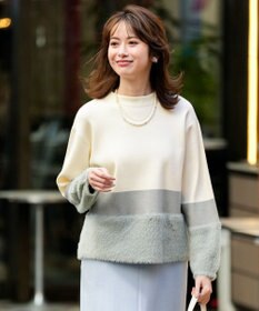 ANY SIS フェザーブロッキング ニット ミント