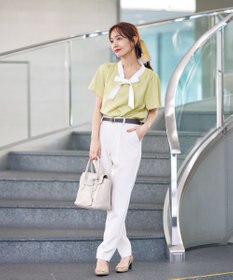 Tiaclasse 【洗える】配色リボンタイブラウス