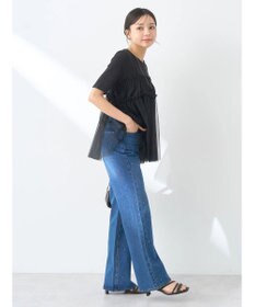 earth music&ecology ラインストーンフレアデニムパンツ