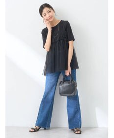 earth music&ecology ラインストーンフレアデニムパンツ