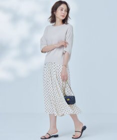 組曲 S 【WEB限定】コットンポリエステル5分袖リラクシー ニット