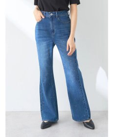 earth music&ecology ラインストーンフレアデニムパンツ