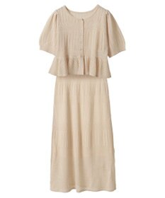 earth music&ecology ＳＥＴ２点レース編みペプラムカーデ＋スカート