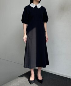 組曲 【2WAY】レース襟フレンチテリー ワンピース ブラック系