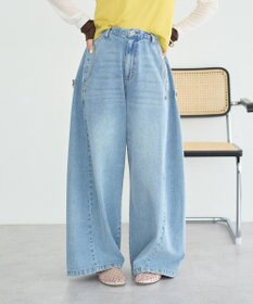 earth music&ecology サイドタックスーパーワイドデニムパンツ