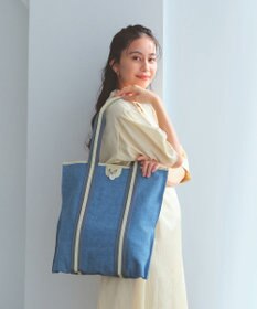 TOPKAPI 【TREASURE TOPKAPI】レザーコンビ ストライプハンドル スリム トートバッグ　A4 / 軽量