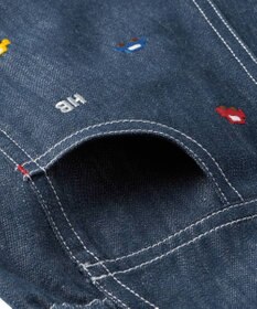 MIKI HOUSE HOT BISCUITS 【70-110cm】 くるま刺繍 デニム オーバーオール