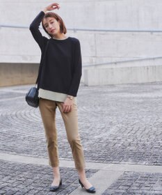 Tiaclasse 【洗える】裏起毛ストレッチテーパードパンツ