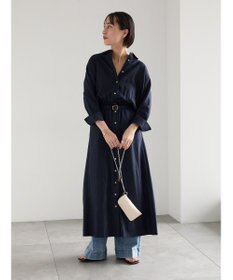 Te chichi レーヨンリネン共ベルトシャツワンピース