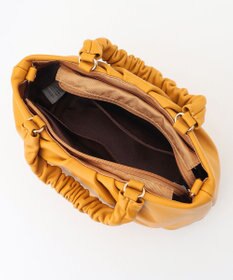 LA BAGAGERIE シープレザー ギャザーハンドル2wayラウンドトートバッグ