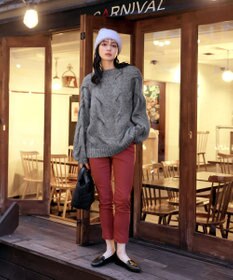 Tiaclasse 【洗える】裏起毛ストレッチテーパードパンツ