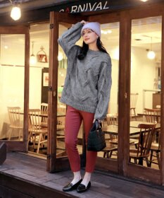 Tiaclasse 【洗える】裏起毛ストレッチテーパードパンツ