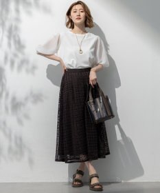 23区 【洗える】シアーチェッククロスコンビ ニット