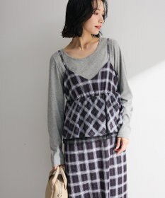 Green Parks ペプラムチェックキャミワンピース