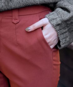 Tiaclasse 【洗える】裏起毛ストレッチテーパードパンツ