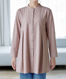 Tiaclasse 【洗える】-TiaBASIC-バンドカラーシャツチュニックブラウス