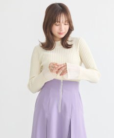 earth music&ecology シアースリーブリブハイネックプルオーバー