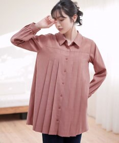 Tiaclasse L ピーチスキンプリーツシャツチュニック