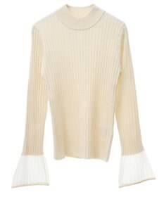 earth music&ecology シアースリーブリブハイネックプルオーバー