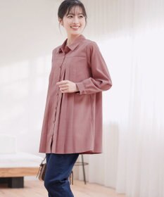 Tiaclasse L ピーチスキンプリーツシャツチュニック