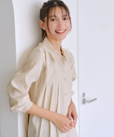 Tiaclasse L ピーチスキンプリーツシャツチュニック