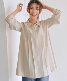 Tiaclasse L ピーチスキンプリーツシャツチュニック