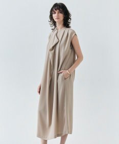 BEIGE， 【洗える】FLEUR / フロントドレープノースリーブドレス