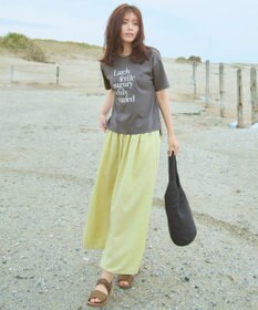 ANY L 【洗濯機可/ウエストゴム/UVケア】スパンボイル撥水スカートパンツ