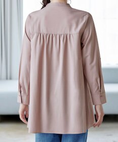 Tiaclasse 【洗える】-TiaBASIC-バンドカラーシャツチュニックブラウス